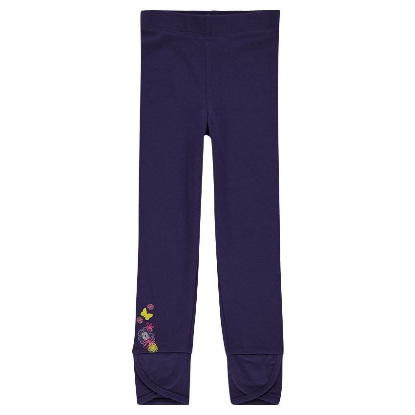 Legging long uni avec découpe fantaisie et fleurs printées 