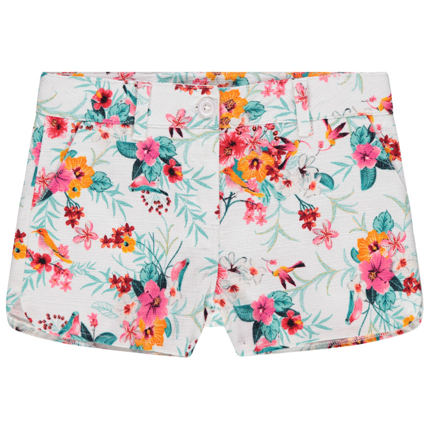 Short à fleurs en natté de coton 