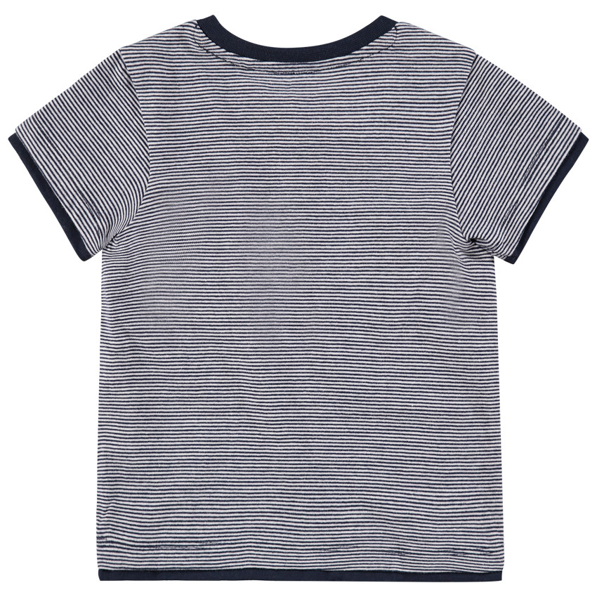 Tee-shirt manches courtes rayé avec monstre printé 