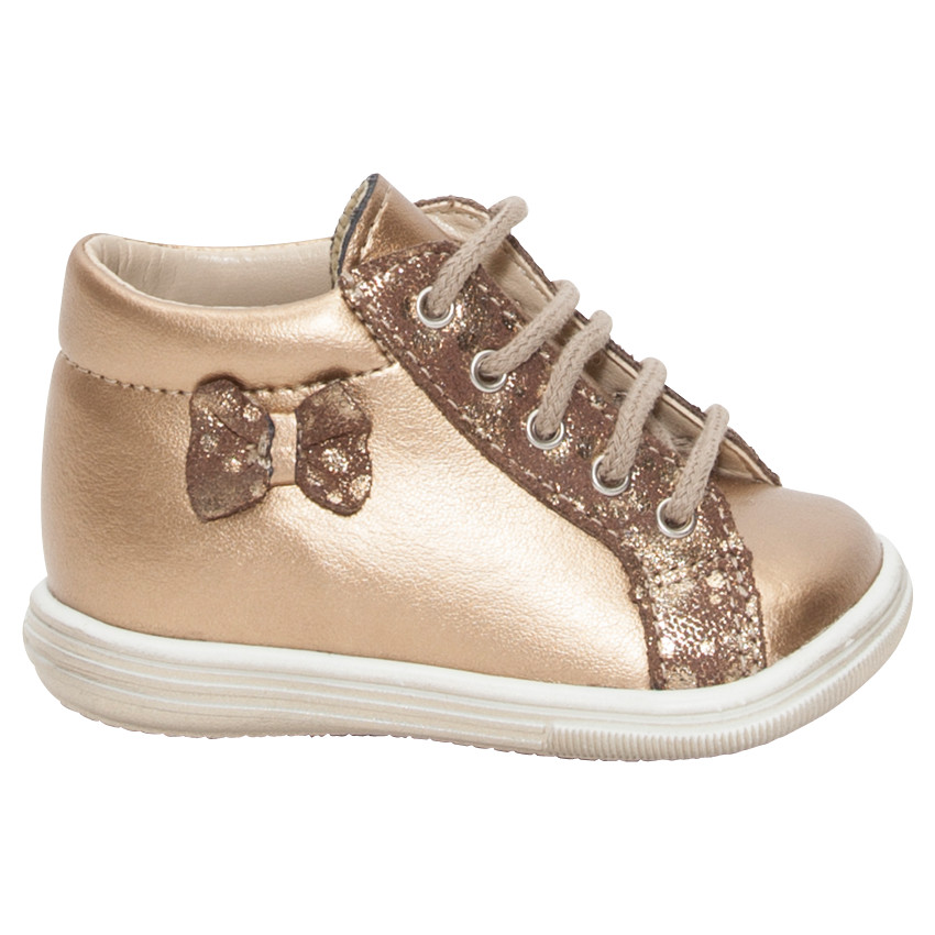 Bottillons dorés en cuir avec patch noeud 