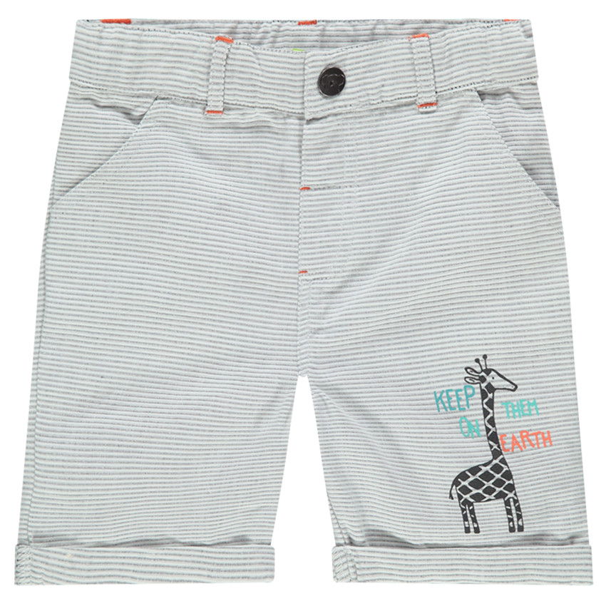 Bermuda en coton rayé avec girafe printée 