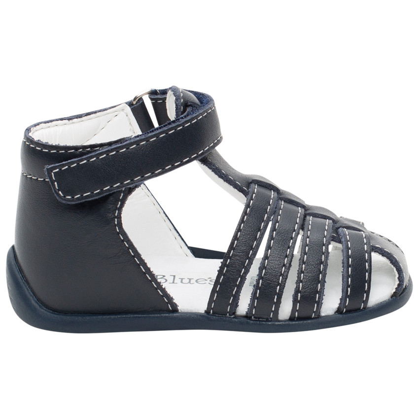 Nu-pieds bleus à brides et lanière à scratch 