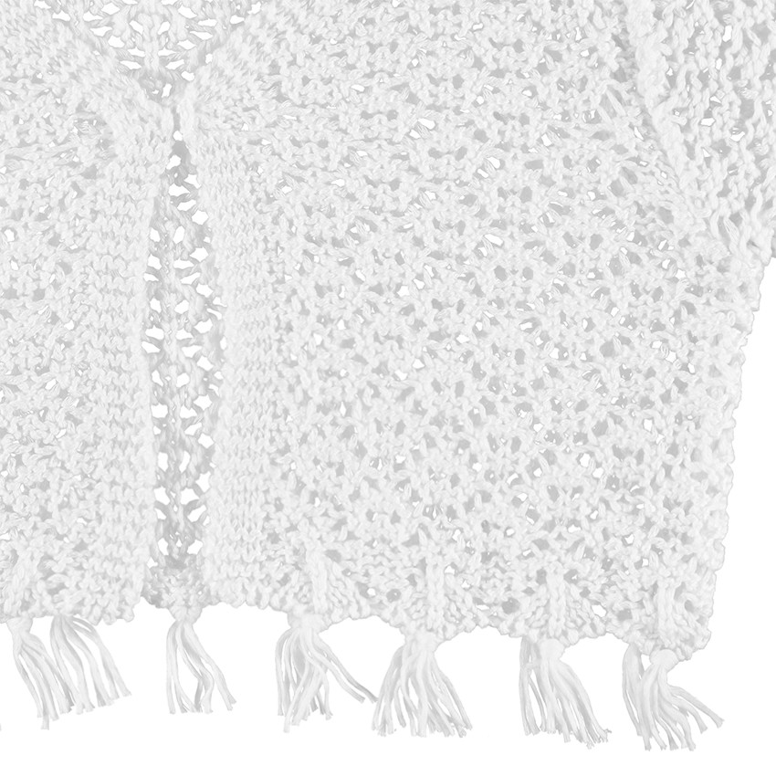 Gilet en maille ajourée avec pompons 