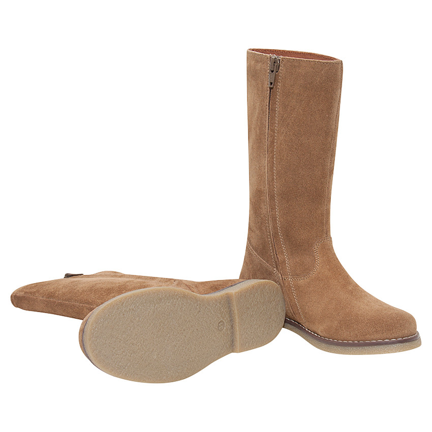 Bottes en cuir suédé camel 