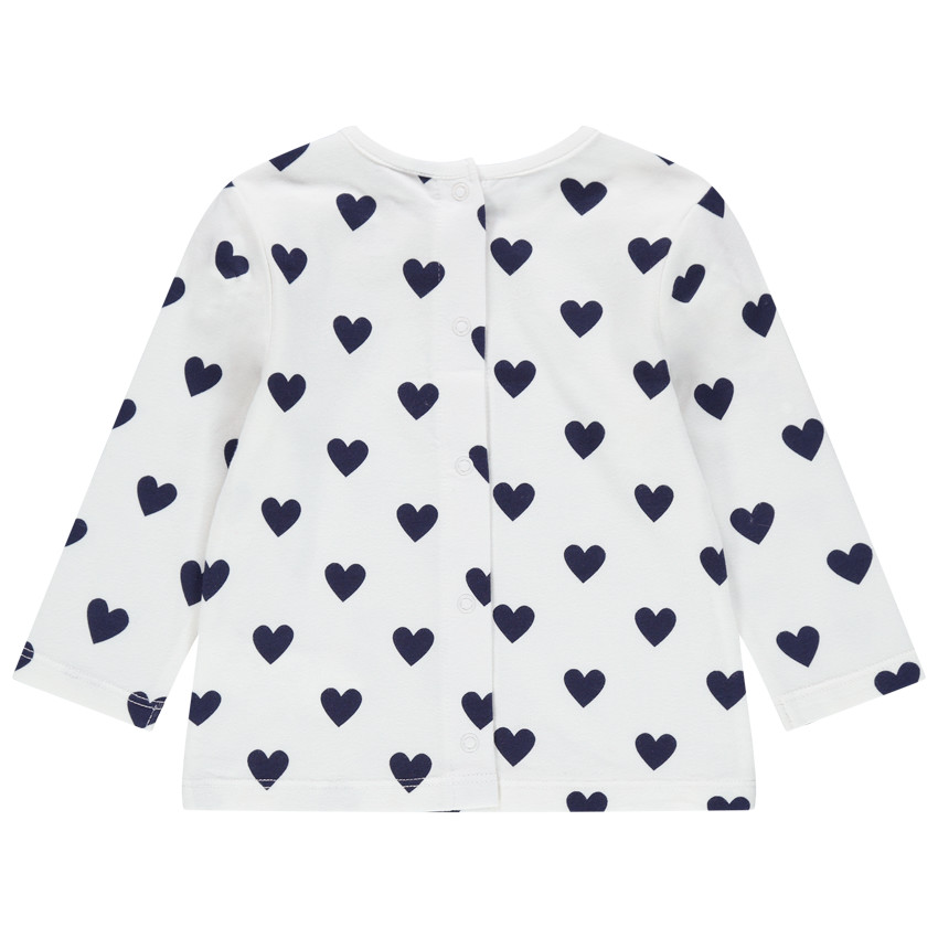 T-shirt manches longues imprimé coeurs 