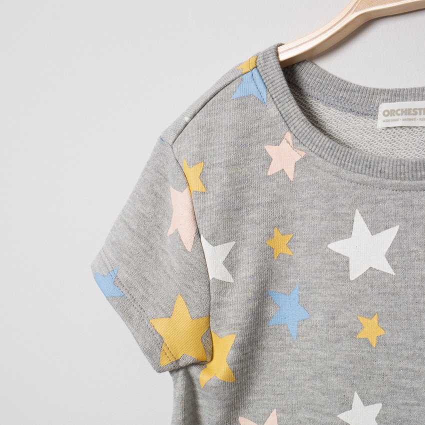 Robe en molleton à étoiles imprimées et ceinture 