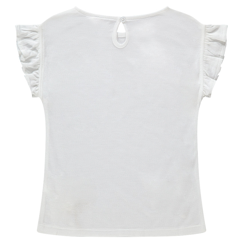 Tee-shirt manches courtes avec broderies brillantes et pompons 