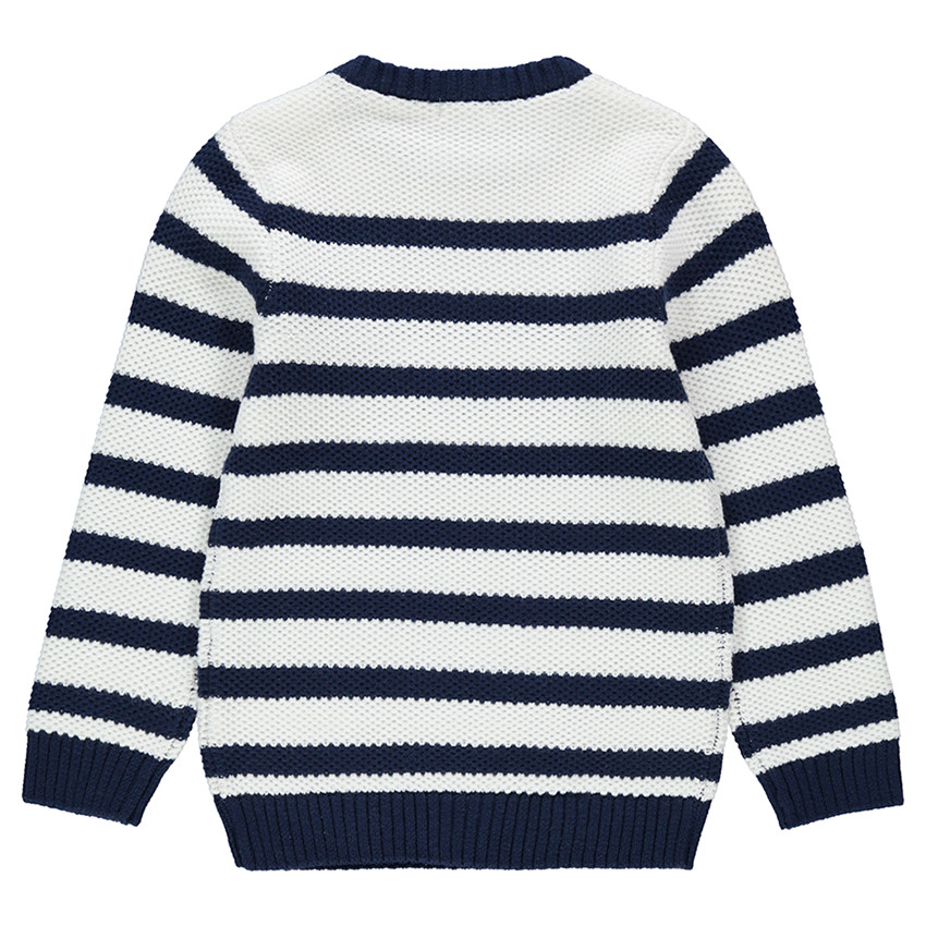 Pull en tricot esprit marinière avec chiffre en bouclette 