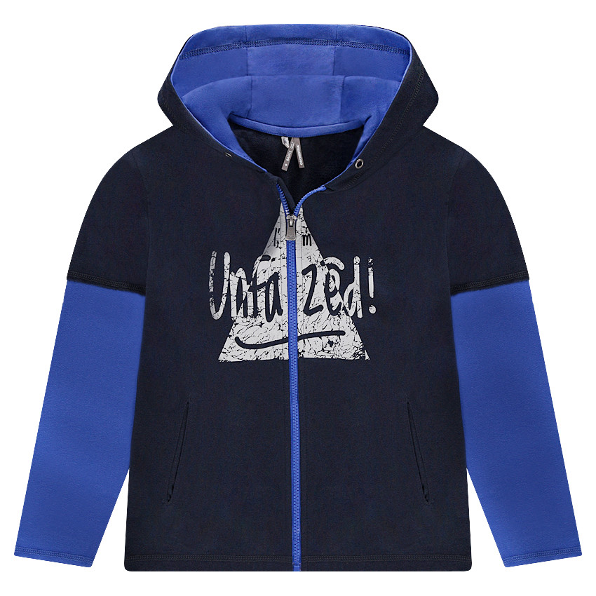 Gilet à capuche en molleton zippé avec print effet crinkle 