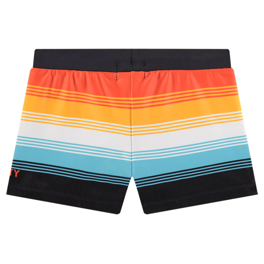 Boxer de bain avec larges bandes contrastées et inscriptions printées 