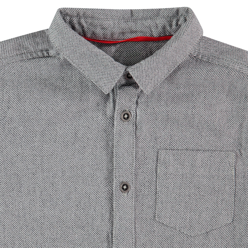 Chemise manches longues en coton piqué avec poche 