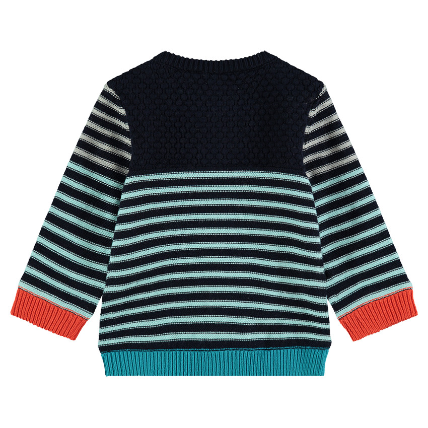 Gilet en tricot rayé doublé jersey avec badge patché sur la poitrine 