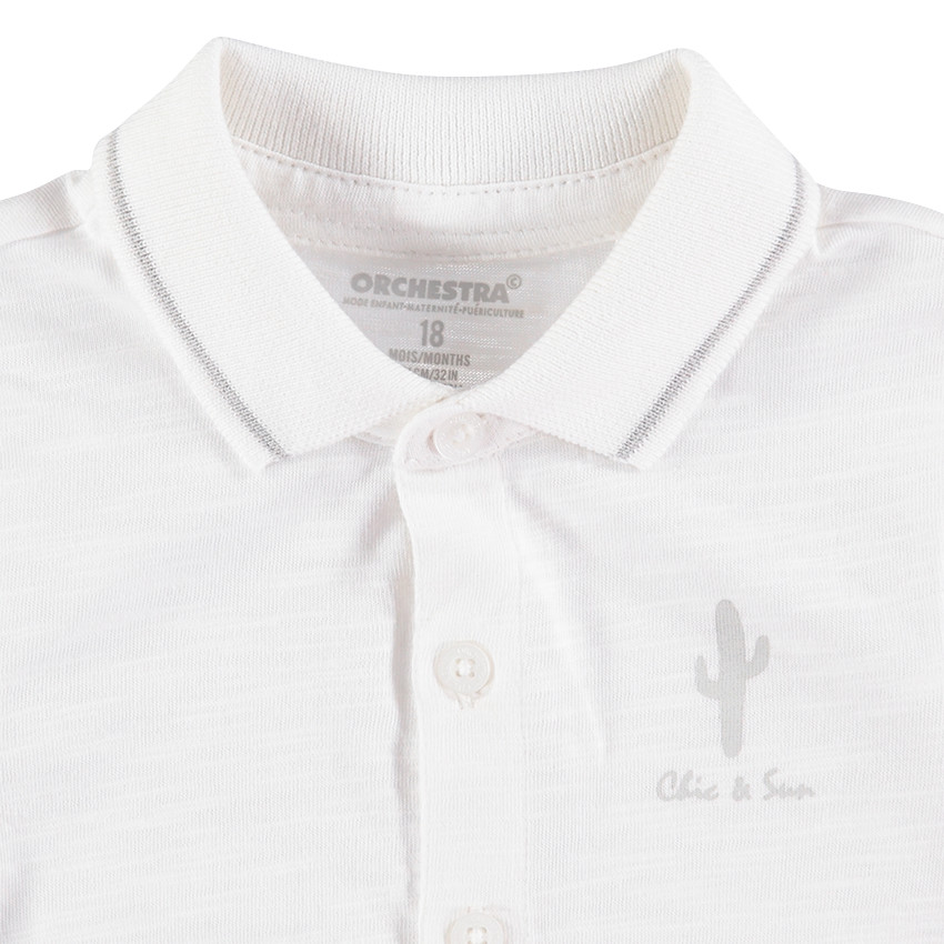 Polo manches courtes en jersey slub avec print cactus 