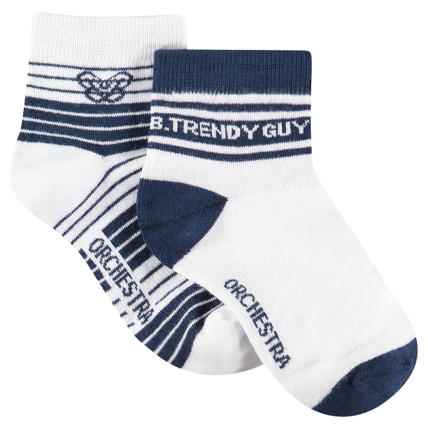 Lot de 2 paires de chuassettes courtes rayées/unies 
