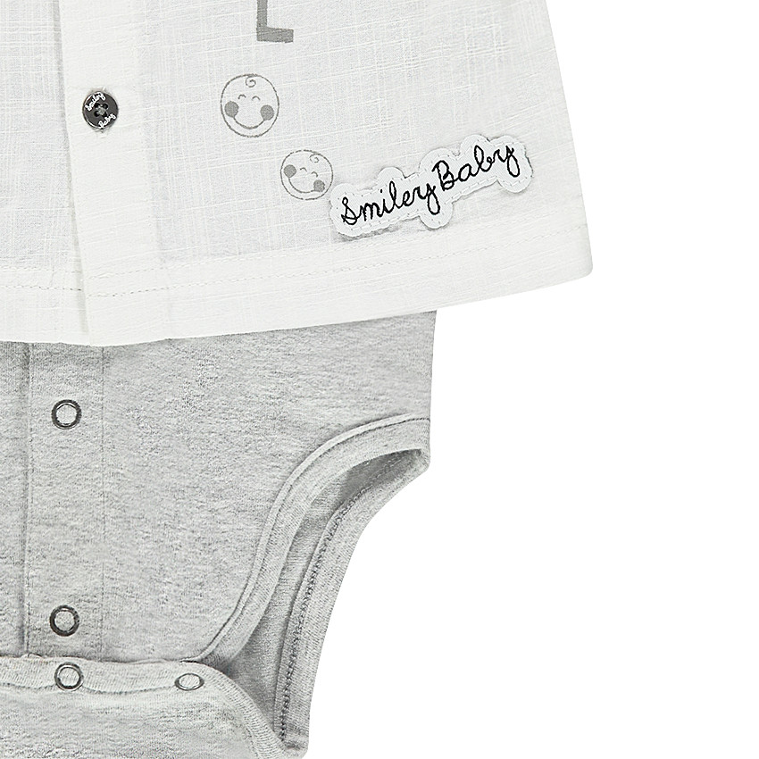 Body manches courtes effet 2 en 1 style chemise Smiley 