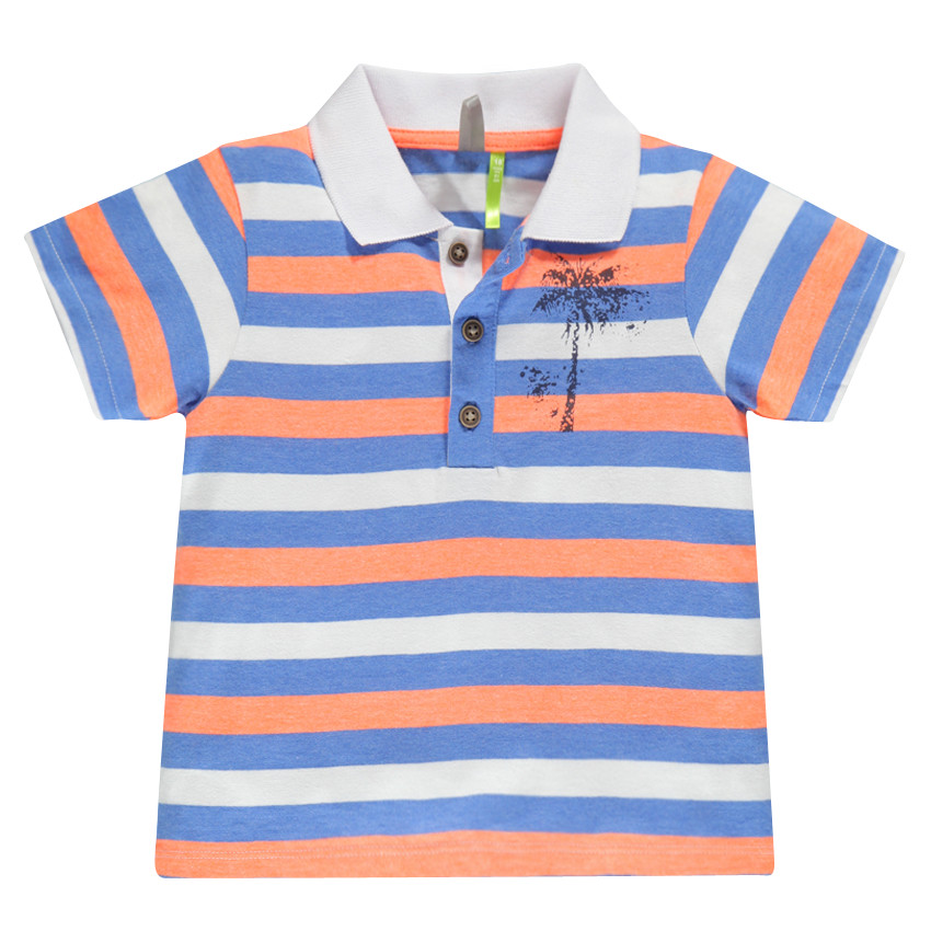 Polo manches courtes rayé avec print palmier 