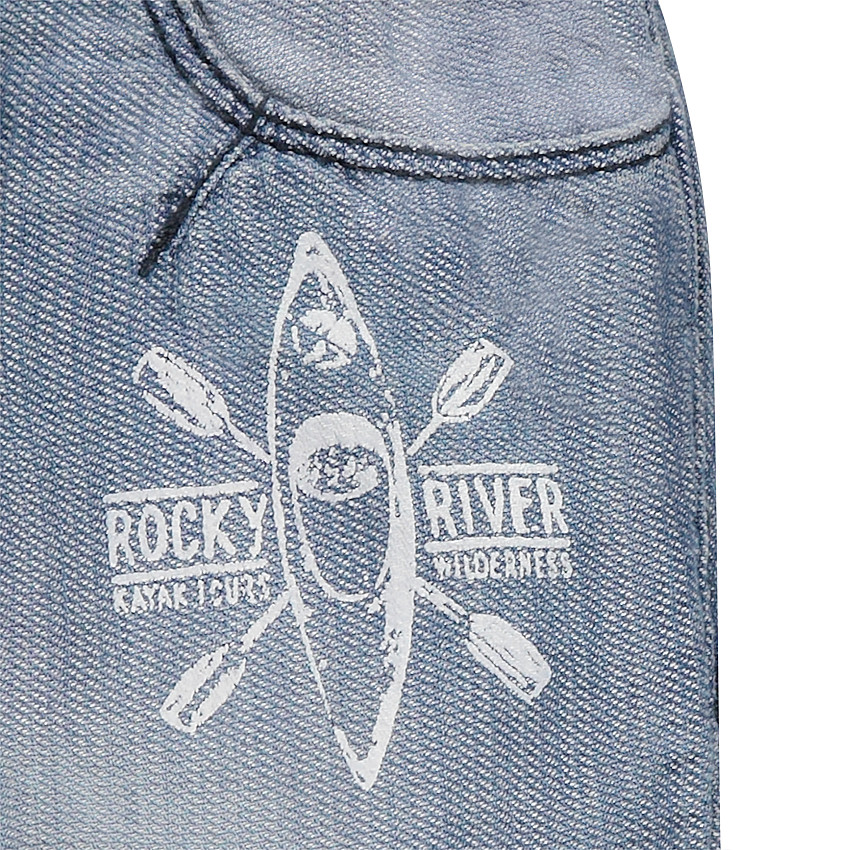 Bermuda en denim effet used avec print kayak 