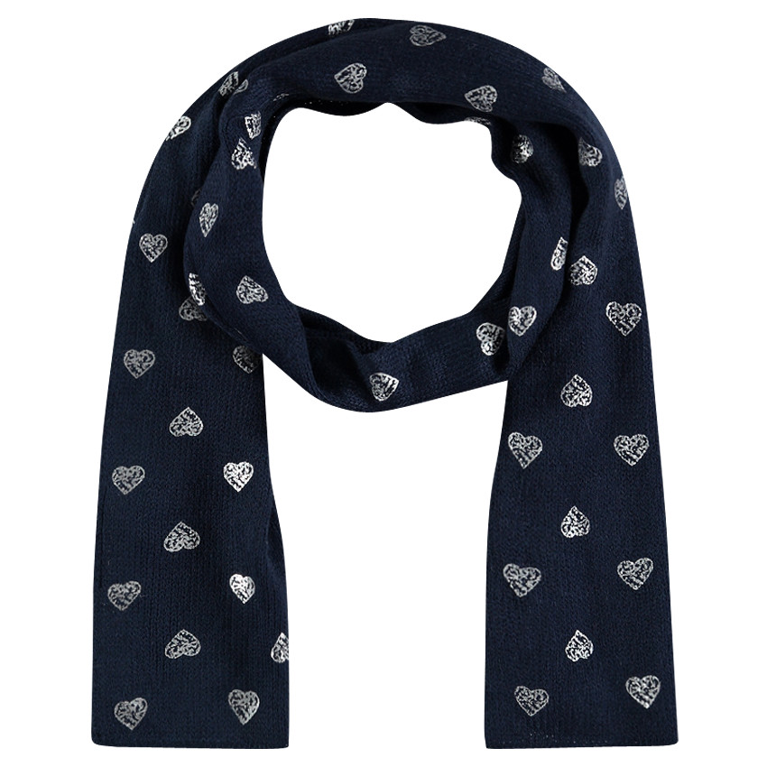 Chèche en tricot imprimé coeurs argentés 