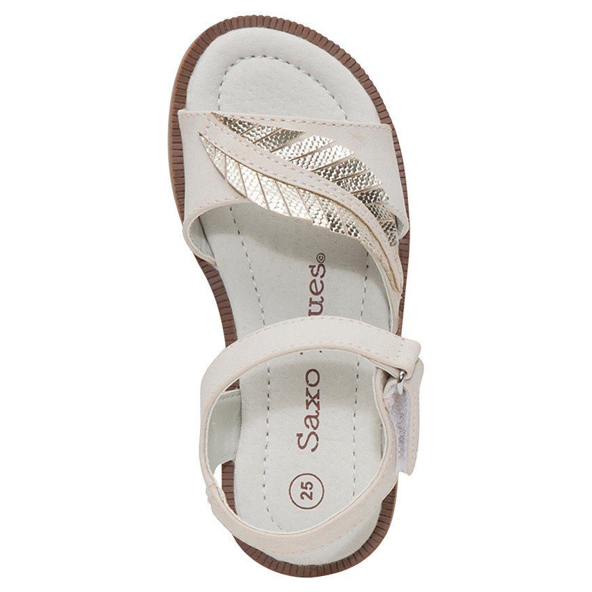 Sandalen met ledereffect en inzetstuk in de vorm van een gouden blaadje 