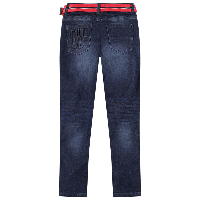 Junior - Jeans effet used et crinkle avec ceinture amovible 