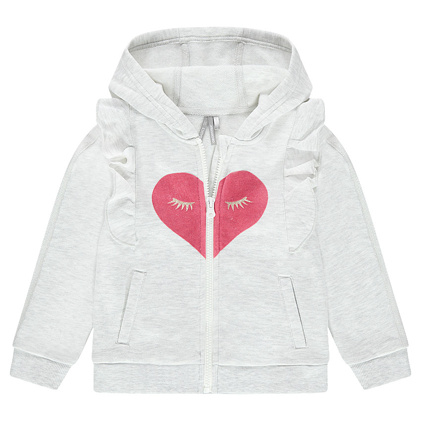 Gilet en molleton à capuche avec volants et motif fantaisie 