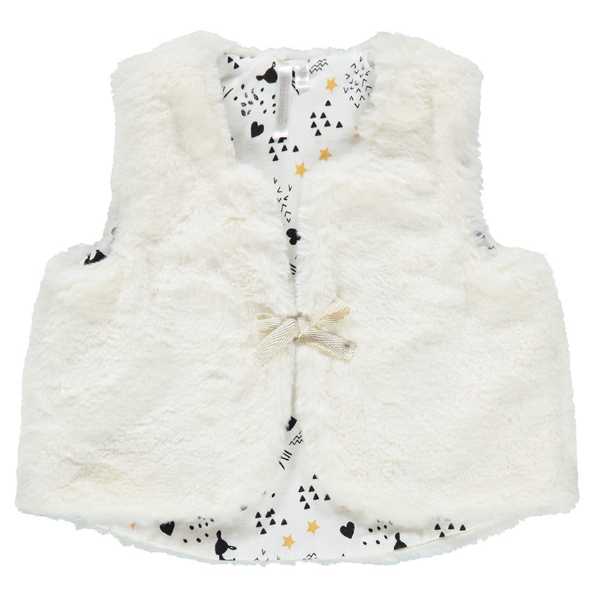 Gilet sans manches en sherpa avec doublure jersey imprimée all-over 