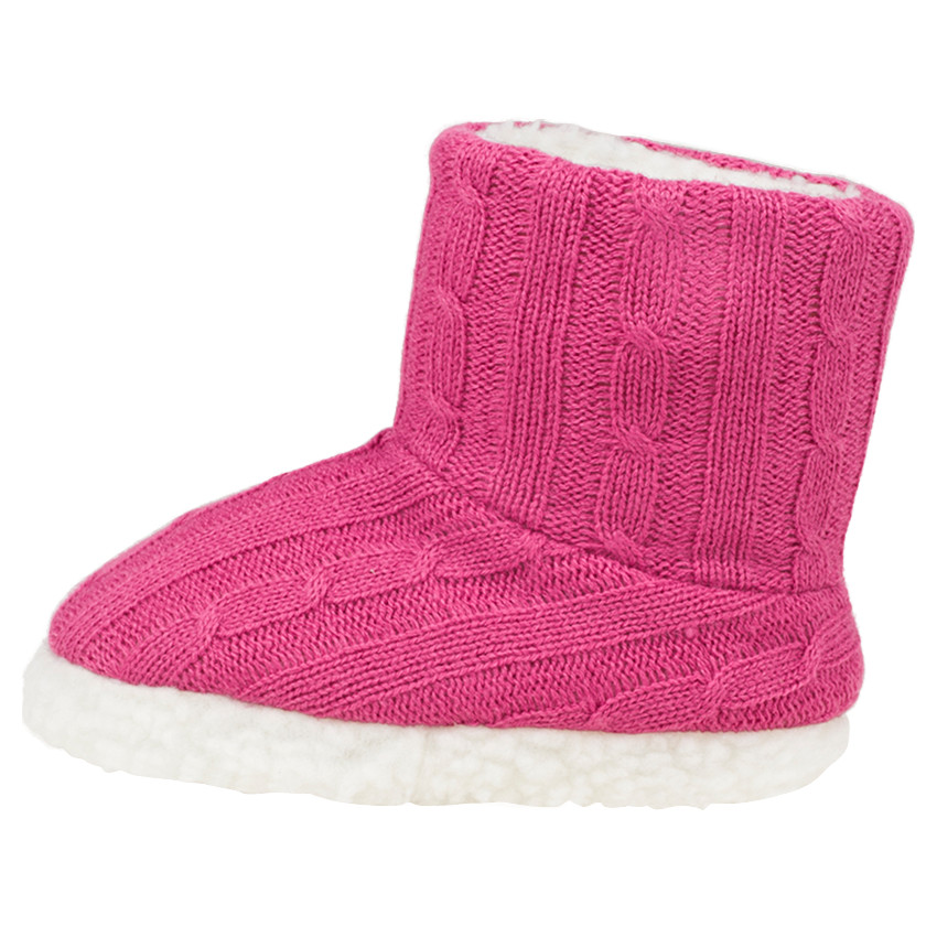 Chaussons forme bottines en tricot avec noeud satin  