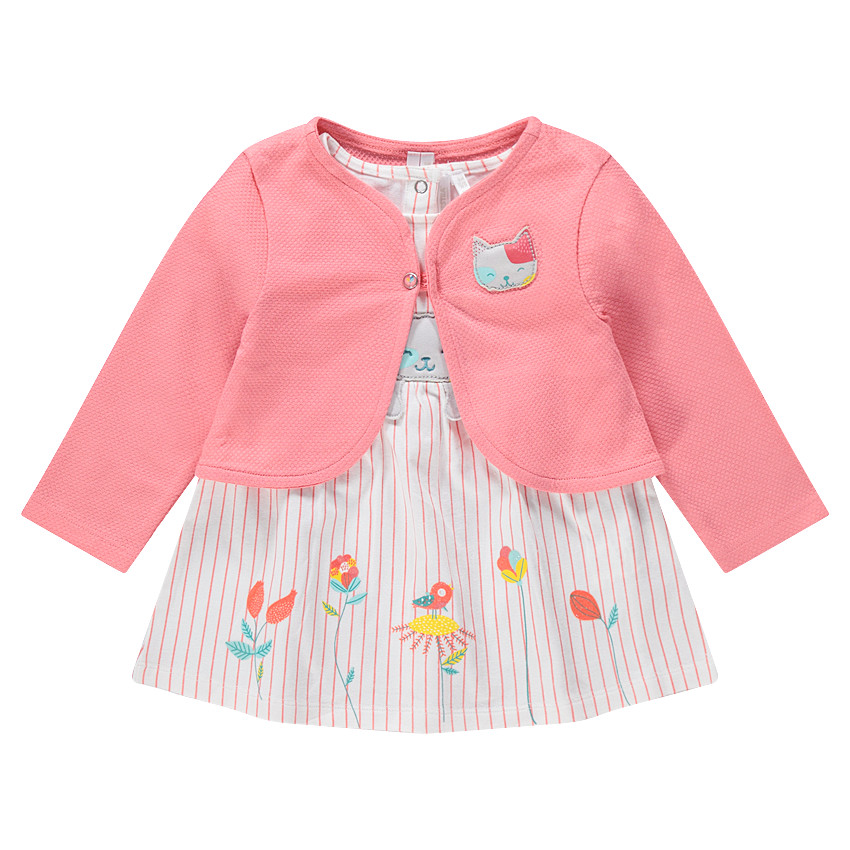 Ensemble avec tunique rayée, gilet et legging court printé 