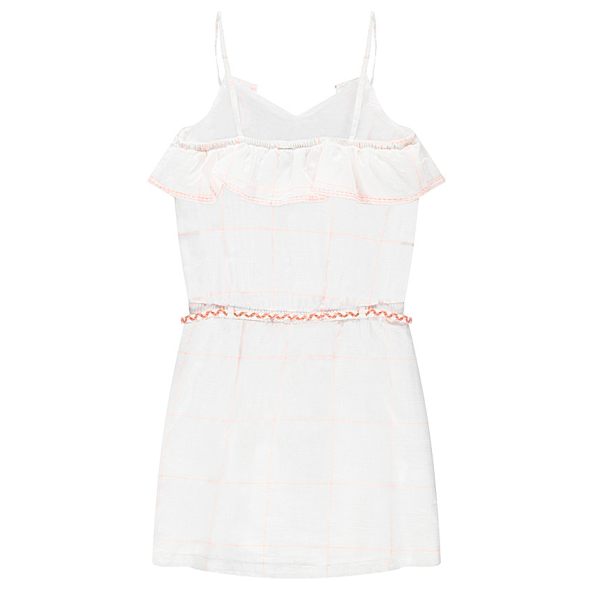 Junior - Robe en voile de coton à carreaux avec volants et ceinture 