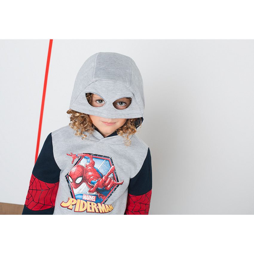 Sweat en molleton avec print Marvel Spiderman et capuche effet masque 