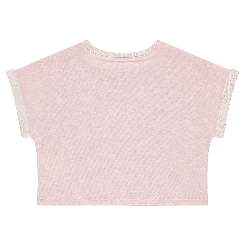 Sweat court en molleton avec inscription pailletée sur le devant 