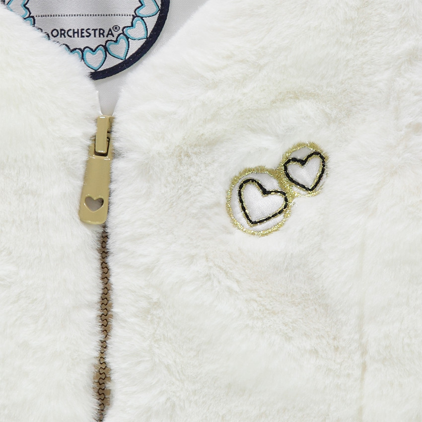 Gilet sans manches en sherpa avec coeurs patchés 