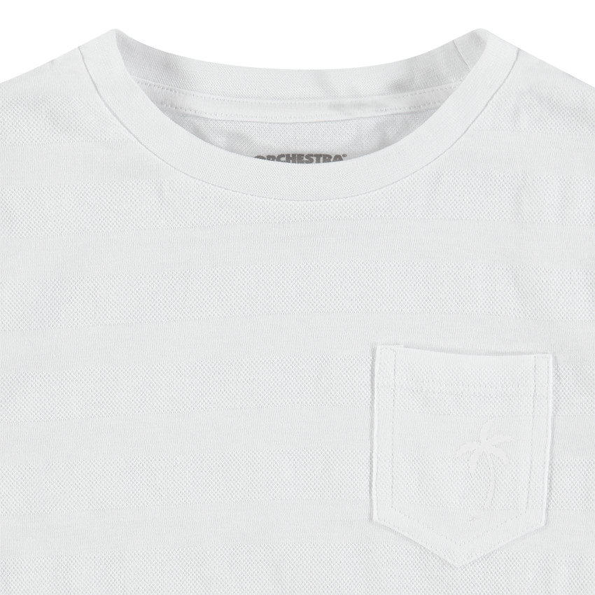 Tee-shirt manches courtes avec effet de rayures et poche 