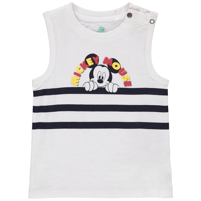 Débardeur en coton bio à bandes et Mickey Disney printé 