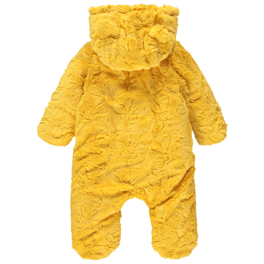 Combi-pilote en sherpa jaune à doublure imprimée 