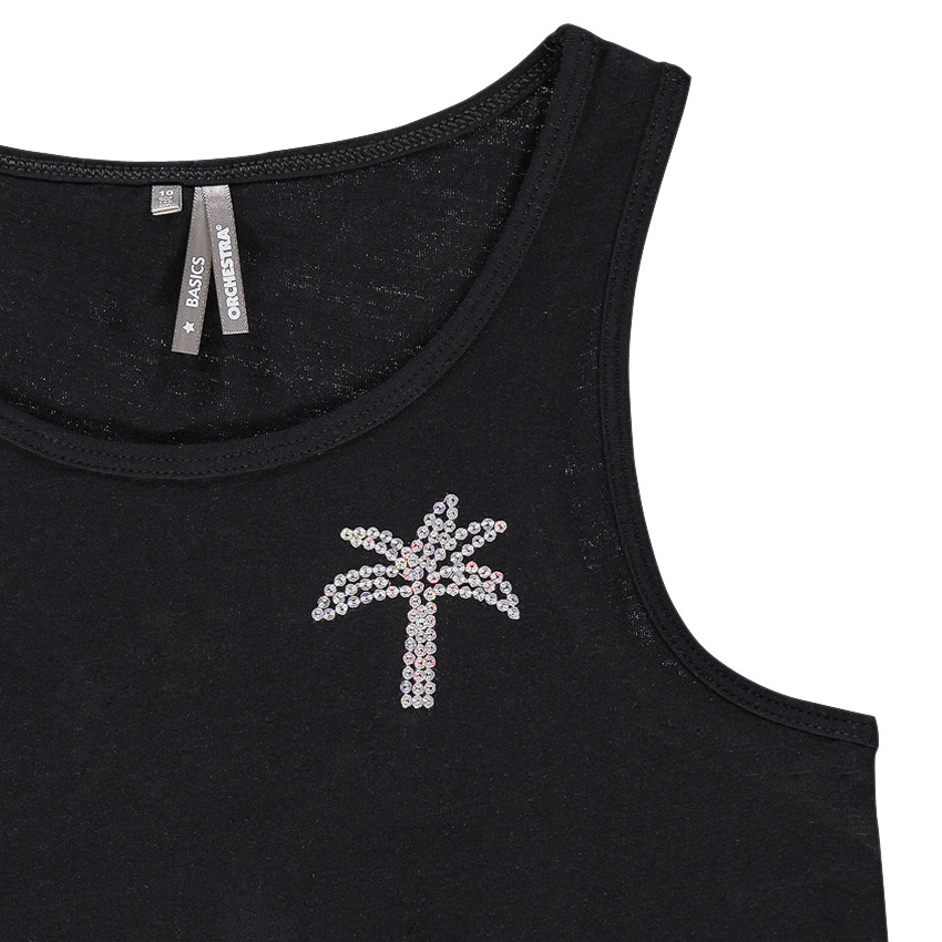 Débardeur uni avec palmier en sequins 