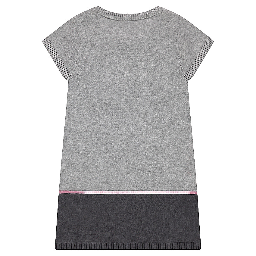 Robe manche courtes en tricot avec oiseau patché sur le devant 