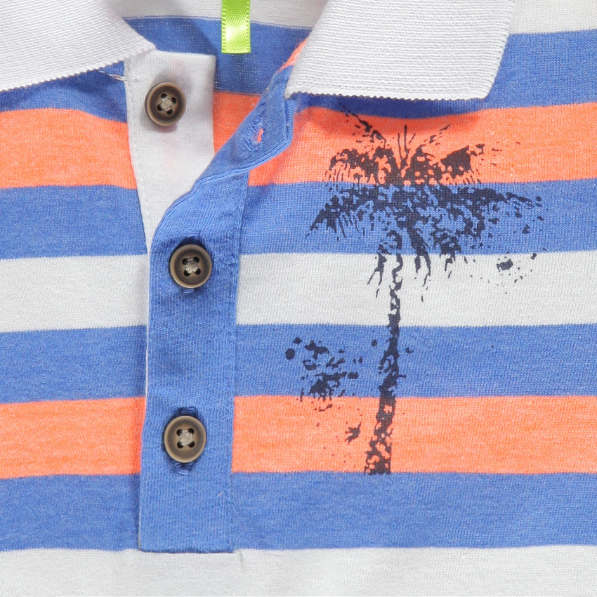 Polo manches courtes rayé avec print palmier 