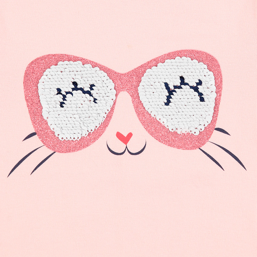 Tee-shirt manches longues en jersey avec volants et sequins magiques 