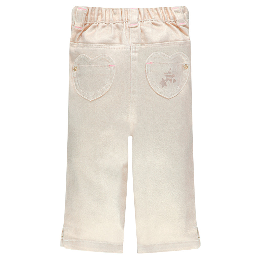 Pantacourt en twill doré et poches coeurs 