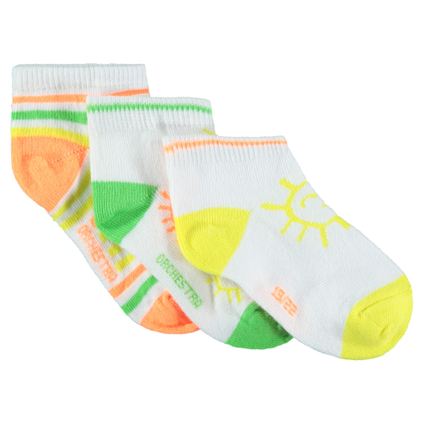 Lot de 3 paires de chaussettes courtes avec motifs colorés 