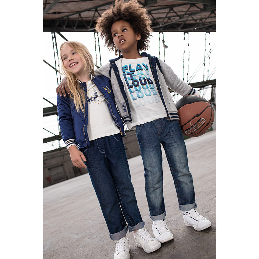 Junior - Jeans coupe droite effet délavé 