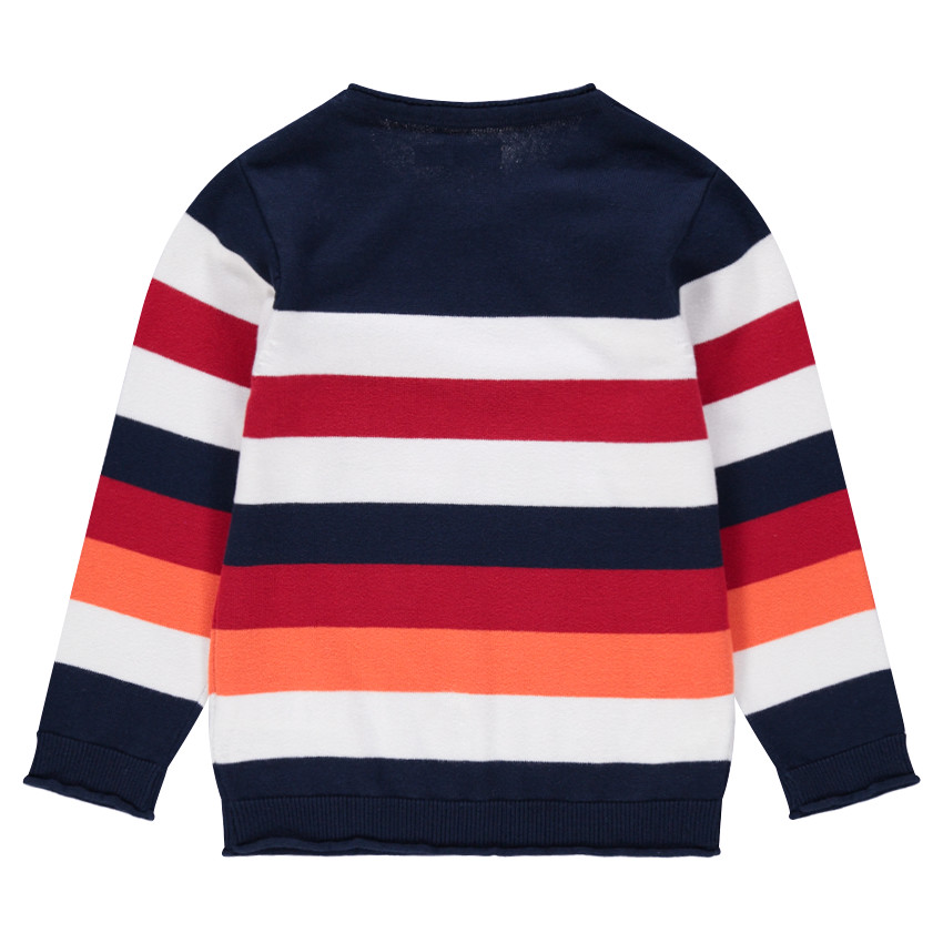 Pull en tricot rayé avec prints et patchs  