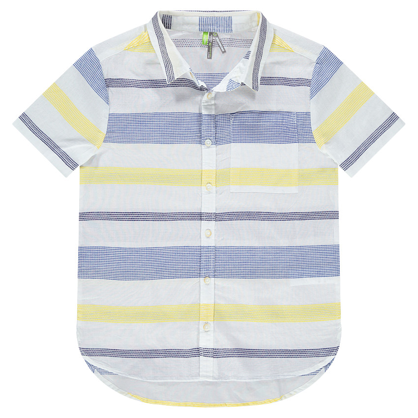 Junior - Chemise manches courtes à rayures en jacquard et poche 