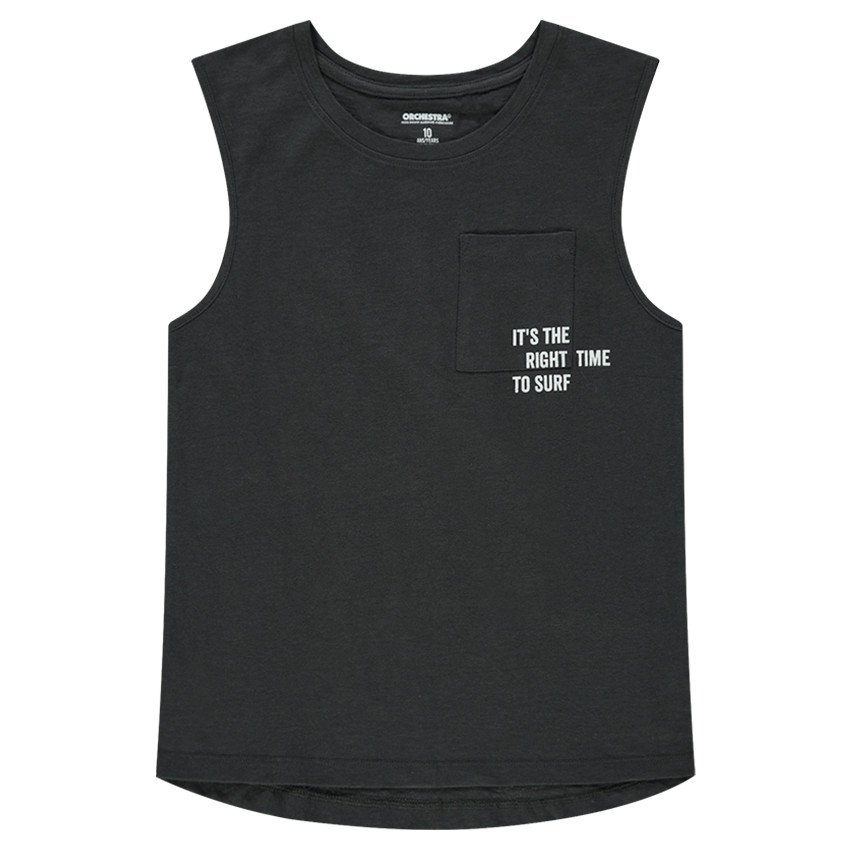 Junior - Débardeur en coton avec poche plaquée et print au dos 