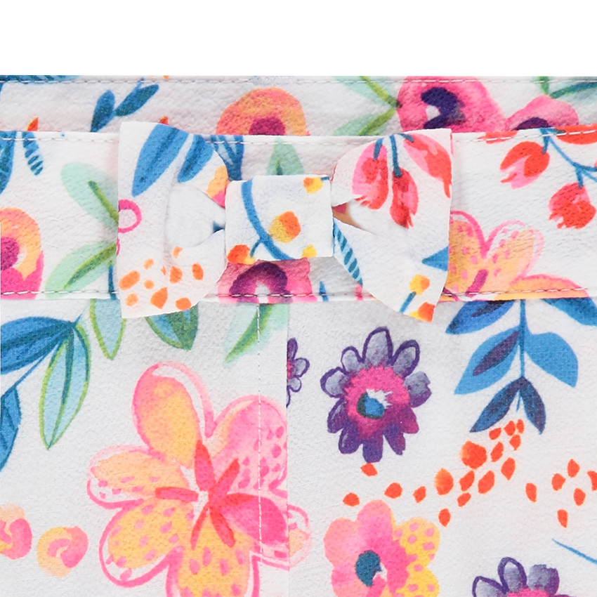 Short en crêpe à fleurs all-over et noeud 