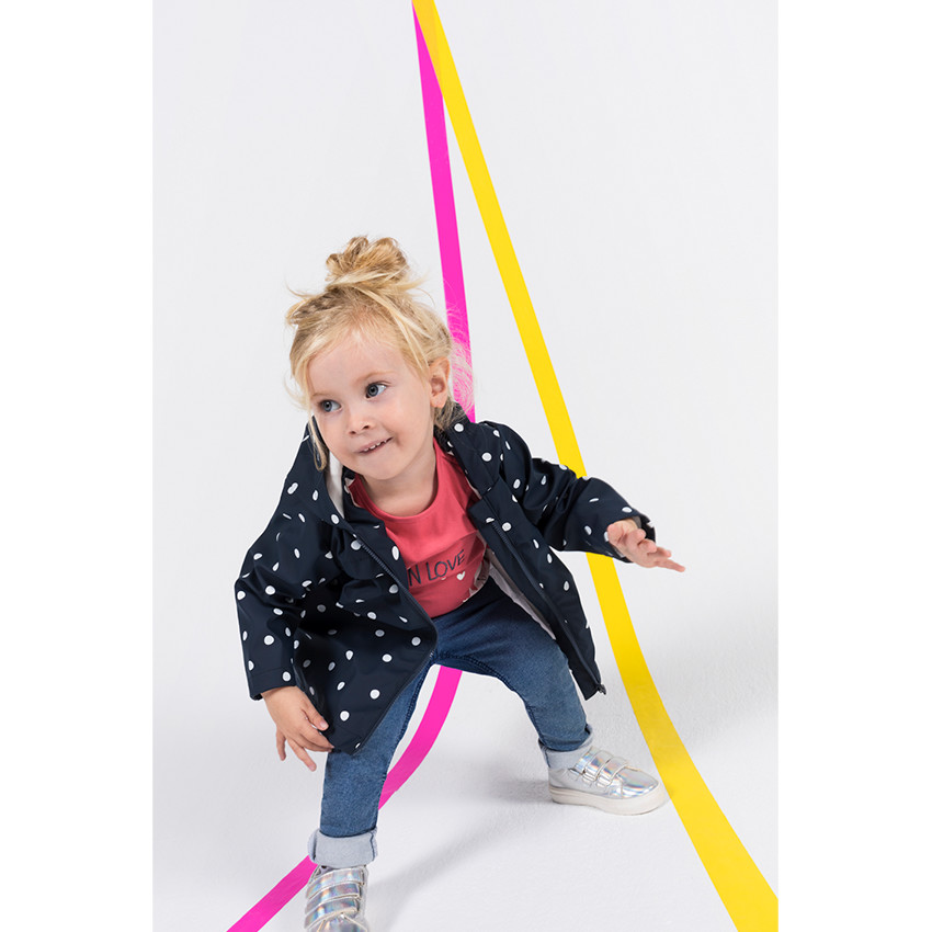 Parka en gomme à pois all-over doublée jersey 