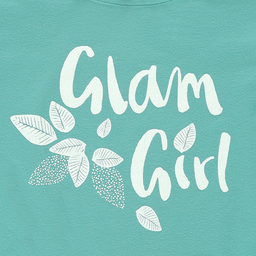 Tee-shirt court en jersey volanté avec inscription printée 