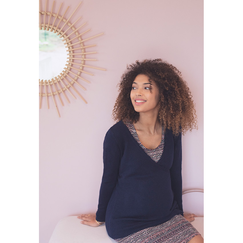 Robe de grossesse sans manches en jacquard 