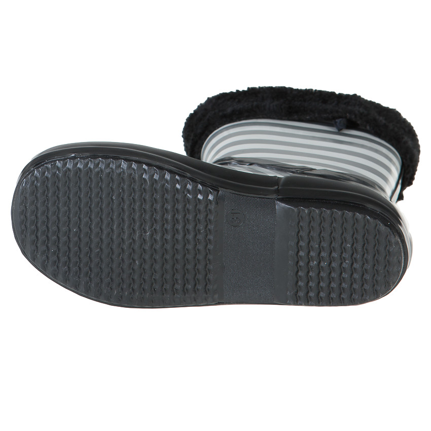 Bottes de pluie rayées avec fausse fourrure 